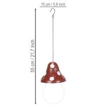 daiktų Metalinė lesinimo stotelė, musmirės rašto, pakabinama, raudona ir balta, 25,5 cm