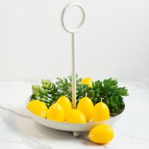 daiktų Dekoratyvinis metalinis dubuo su rankena moderniam svetainės dizainui ir stalo dekoravimui 31 cm