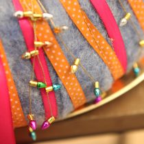 daiktų Dovanų juostelė taškuota dekoratyvinė oranžinė 10 mm 25 m