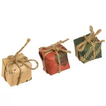 daiktų Popierinės dovanų dėžutės mini rinkinys, raudona-žalia-natūrali, 2,5x3 cm 18 vnt - Kalėdinė puošmena