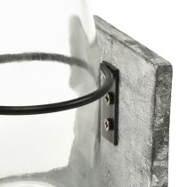 daiktų Stiklinė vaza pilkame mediniame stove, 9,5x8x20cm - Kaimiška dekoracija su 4 buteliais