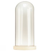 daiktų Stiklo sąramos stiklo varpas su pagrindu skaidraus medžio Ø14cm H28,5cm