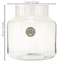 daiktų Stiklinė vaza, apvali, didelė, 100 % perdirbto stiklo, H20, Ø17 cm