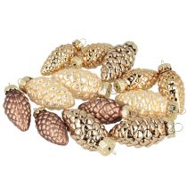 daiktų Stikliniai kūgiai pakabinimui, kūgiai, stiklas, ruda, auksinė, 5,5 cm, 14 vnt.