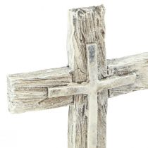daiktų Kapo puošybos kryžius kaimiškas pilkas baltas poliresinas 12×7cm 6 vnt