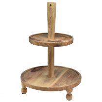 daiktų 2 pakopų medinis torto stovas mango medis Ø35cm/Ø24cm H51.5cm
