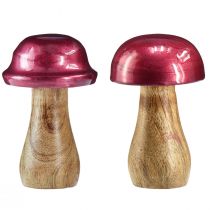 daiktų Mediniai grybai dekoratyviniai grybai medžio raudoni blizgūs Ø6cm H10cm 2vnt