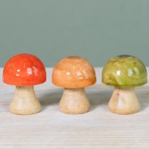 daiktų Mediniai Grybai, Rudens Dekoracija, Grybai, Žalia, Raudona, Oranžinė, A6,5 cm, 9 Dalys
