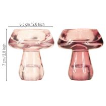 daiktų Žvakidė su grybo formos stikline žvake, uogų formos, Ø6,5 cm, aukštis 7 cm, 2 vnt.