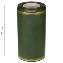 daiktų Elegantiška muaro vainiko juostelė, 175 mm, tamsiai žalia su perlų kraštu ir taftiniu pynimu, skirta šventinėms progoms