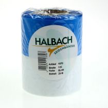 daiktų Moiré mėlynai balta vainiko juostelė 125 mm – aukštos kokybės gedulo ir dekoratyvinė juostelė, elegantiška tautinė juostelė, 25 m ritinėlis