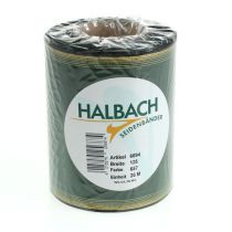 daiktų Elegantiška tamsiai žalia muaro vainiko juostelė, 125 mm su auksiniu perlų kraštu, gedulo juostelė, vestuvių dekoracija, kaspino juostelė