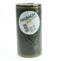 daiktų Muaro vainiko juostelė 200 mm tamsiai žalia su perlų kraštu ir taftos pynimu - dekoratyvinė juostelė šventėms ir laidotuvių floristikai, 25 m