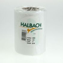 daiktų Balta vainiko juostelė 125 mm 25 m dekoratyvinė juostelė laidotuvių pamaldoms kapo puošybai