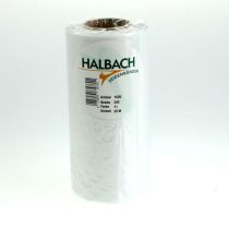 daiktų Balta vainiko juostelė, 200 mm pločio, 25 m ritinėlis, gedulo juostelė, kaspinėlis, dekoratyvinė juostelė laidotuvių floristikai ir progoms