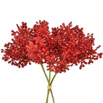 daiktų Dirbtinių uogų raudona dekoracija Advento vainikui 32cm 3 vnt