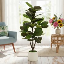 daiktų Dirbtinis fikusas (Ficus lyrata) 120 cm, dekoratyvinis augalas svetainei
