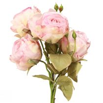daiktų Dirbtinės rožės Dirbtinės rožės šilkinės gėlės rožinės L44cm 4 vnt