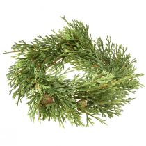 daiktų Mažas dirbtinio eglės vainikas, žalias su kankorėžiais, Ø24cm, Kalėdinis