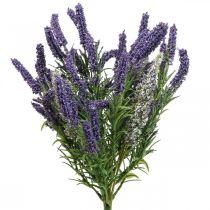 Dirbtinės levandos dekoratyvinis dirbtinis augalas violetinis baltas krūmas 46cm