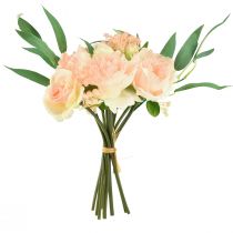 daiktų Dirbtinių gėlių puokštė bijūnai paeonia rožės eukaliptas dirbtinis 32cm