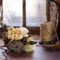 daiktų Dirbtinių gėlių puokštė, rožė, hortenzija, sausas efektas, vintažinė dekoracija, 38 cm