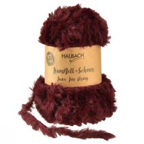 daiktų Dirbtinio kailio virvelė, pūkuotas dekoratyvinis virvelė, bordo, 50g, 30m