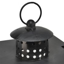 daiktų Didelis metalinis žibintas su vieliniais langais senovinės pilkos spalvos - 19x36x60 cm - dekoratyvinis žibintas su nešimo rankena