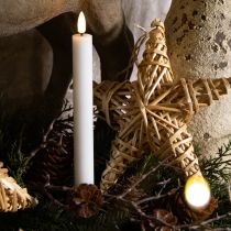 daiktų LED žvakės, baltos, siaurėjančios, vaškinės, šiltai baltos, 24,5 cm, 2 vnt.