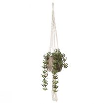 daiktų Makrame pakabinamas krepšelis puodui Ø18-19cm kremas H85cm