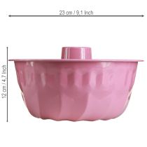 daiktų Metalinis dekoratyvinis dubuo, kepimo forma, Bundt torto formos, rožinis, Ø23cm, A12cm