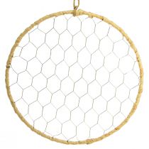 daiktų Metalinis dekoratyvinis žiedas pakabinimui Raffia Silver Natural Ø28cm 4 vnt