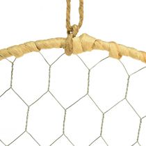 daiktų Metalinis dekoratyvinis žiedas pakabinimui Raffia Silver Natural Ø28cm 4 vnt