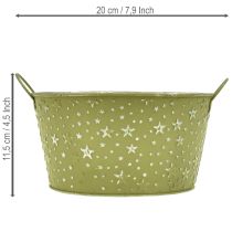 daiktų Metalinis dubuo su žvaigždutėmis ir rankenėlėmis, žalias, Ø20cm, aukštis11.5cm