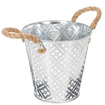 daiktų Metalinis sodinimo vazonas, gėlių vazonas su rankenomis, sodintuvas su gėlių raštu Ø18cm