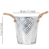 daiktų Metalinis sodinimo vazonas, gėlių vazonas su rankenomis, sodintuvas su gėlių raštu Ø18cm