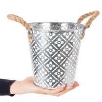 daiktų Metalinis sodinimo vazonas, gėlių vazonas su rankenomis, sodintuvas su gėlių raštu Ø18cm