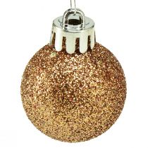 daiktų Mini kalėdiniai eglutės rutuliai bronziniai nedūžtantys Ø3cm H3,5cm 14vnt