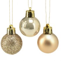 daiktų Mini eglutės kamuoliukai Pearl Golden plastikiniai Ø3cm 14 vnt