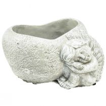 daiktų Mini augalinis dubuo kapas angelas angelas pilka augalo širdelė 16×12cm H9,5cm