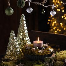 daiktų Mini Kalėdų eglutė su LED apšvietimu, žalia, auksinė, 28 cm