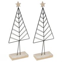 daiktų Mini eglutė metalo mediena juoda natūrali 28cm 2vnt
