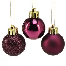 daiktų Mini kalėdiniai rutuliukai violetiniai plastikiniai Ø3cm H3,5cm 14 vnt