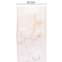 daiktų Organzos juostelė, medvilninės gėlės, dekoratyvinė juostelė, rožinė, 40 mm, 15 m