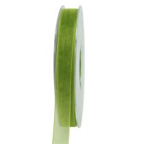 daiktų Organzos juostelė žalia dovanų juostelė austa krašteliu alyvuogių žalia 15mm 50m