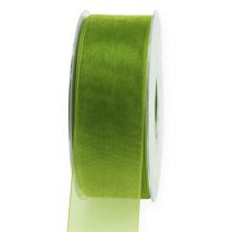 daiktų Organzos juostelė žalia dovanų juosta austa krašteliu alyvuogių žalia 40mm 50m