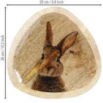 daiktų Velykų lėkštė Medinė dekoratyvinė lėkštė Triušis su kiaušiniu Natural 25x26cm