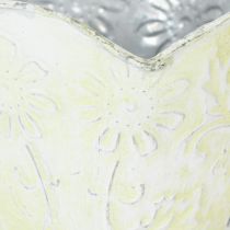 daiktų Augalų vazonas, dekoratyvinis kavos filtro laikiklis, metalinis puodelis sodinimui, žalių ir baltų gėlių dekoracija, shabby chic, aukštis 11 cm, skersmuo 11 cm