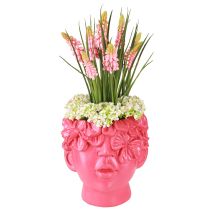 daiktų Plant Head Polyresin Bust Planter Rožinė 13,5×13×14cm