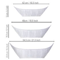 daiktų Vazonas-vazonas, laivelio formos, metalinis, baltas/sidabrinis, 54,5/48/42 cm, 3 vnt. rinkinys